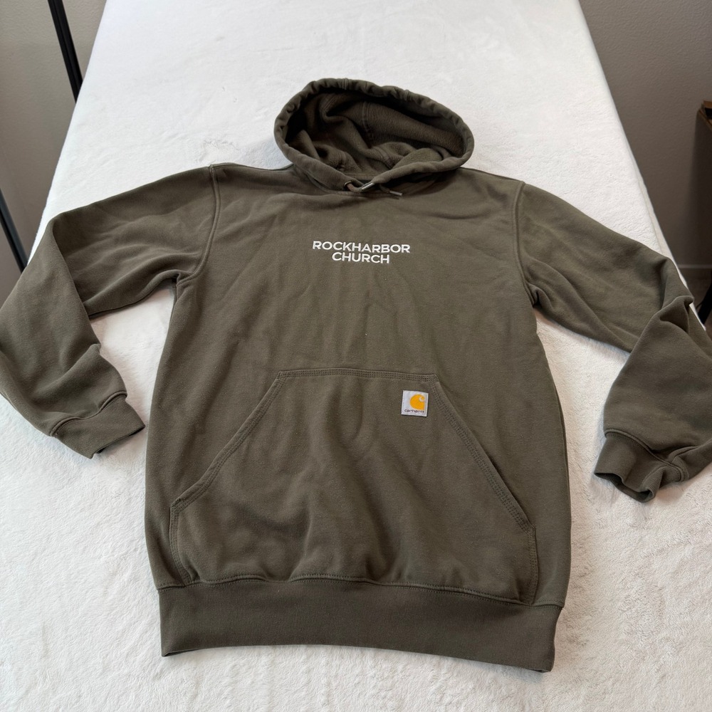 Carhartt Hoodie Mens Small Brown Good Rockharbor Church K121 Loose Fit TS0121-M